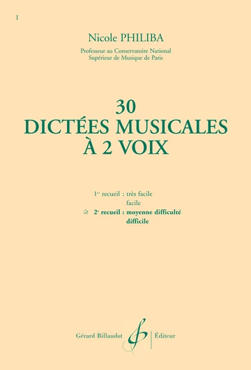 30 Dictées musicales à 2 voix. Volume 2 Visuel